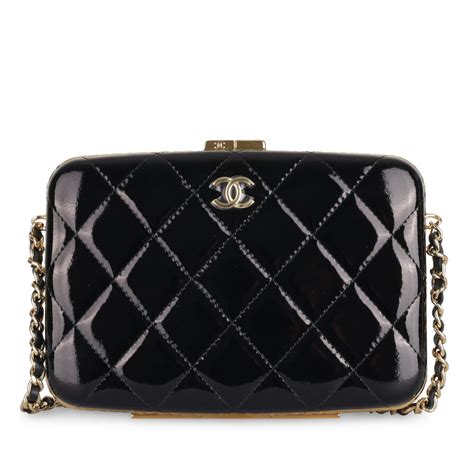 chanel black patent small clutch with chain|Clutches with Chain .